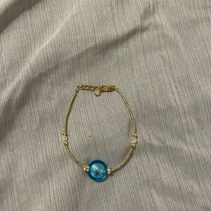 Elegant Gold and Blue Beaded Bracelet